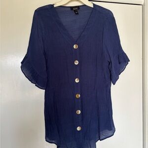 Alyx Deep Blue Button-Up Blouse